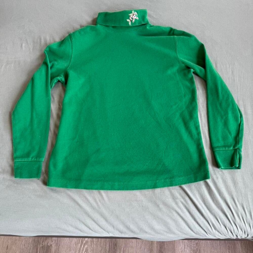 Green Karen Scott Sport long sleeve turtleneck w candy cane design collar Size M